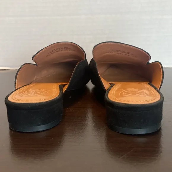 Tory Burch Rosalind Black Suede Mules Size 5 1/2