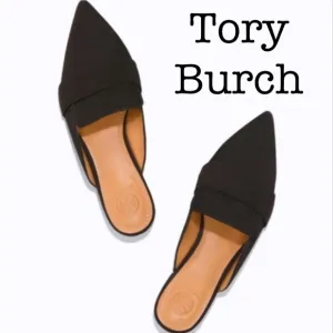 Tory Burch Rosalind Black Suede Mules Size 5 1/2