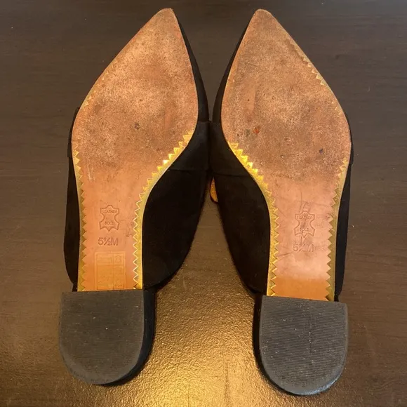 Tory Burch Rosalind Black Suede Mules Size 5 1/2
