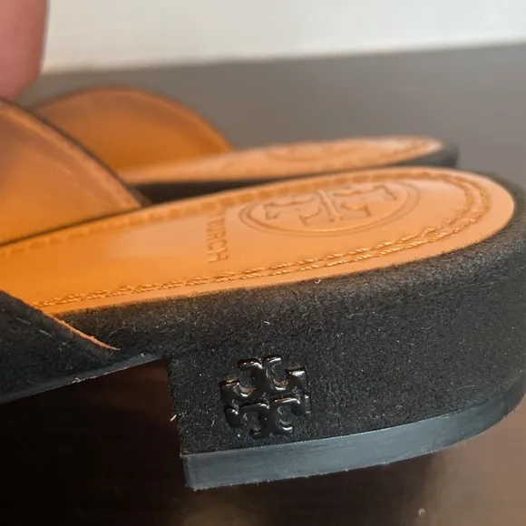 Tory Burch Rosalind Black Suede Mules Size 5 1/2
