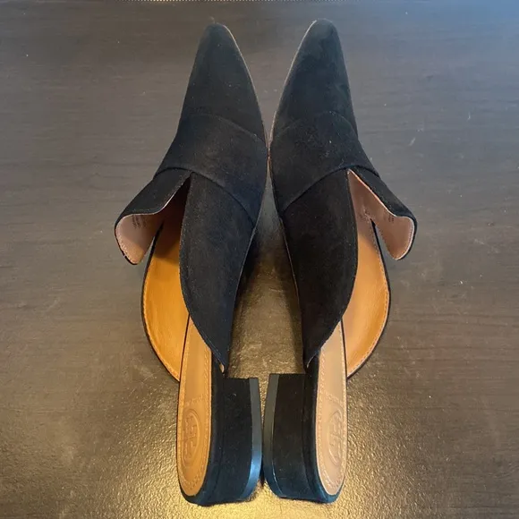 Tory Burch Rosalind Black Suede Mules Size 5 1/2