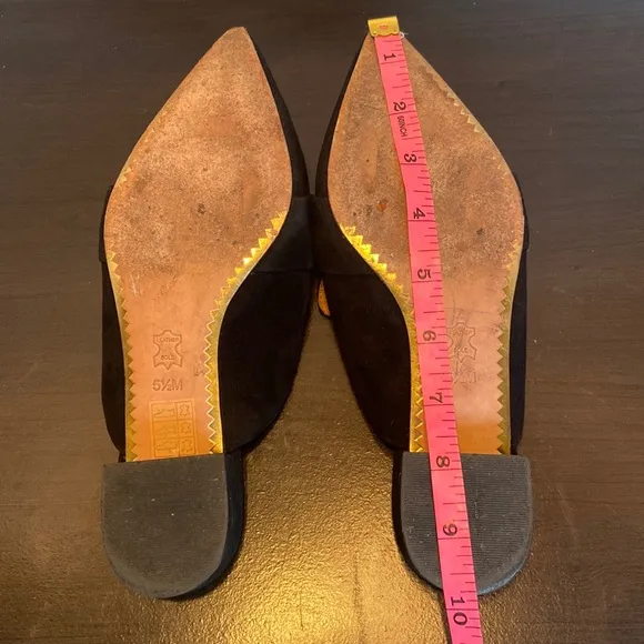 Tory Burch Rosalind Black Suede Mules Size 5 1/2