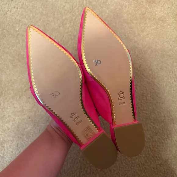 TORY BURCH Rosalind Pink Pointed Mules Suede Leather Size 9.5