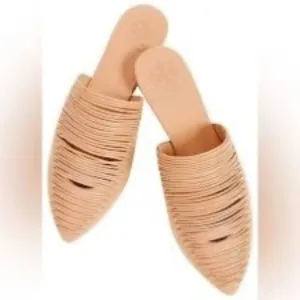 Tory Burch Sienna Pointy Toe Mule In Natural Vachetta Size 6.5‎