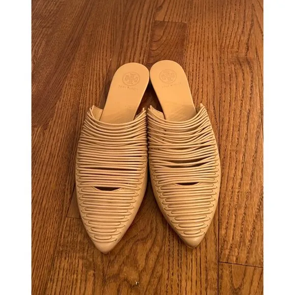Tory Burch Sienna Pointy Toe Mule In Natural Vachetta Size 6.5‎