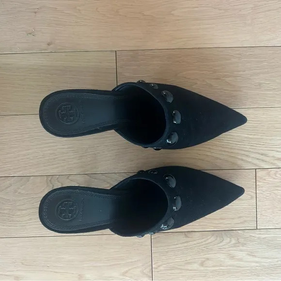 Tory Burch Womens Georgina Suede Studded Mules 9.5