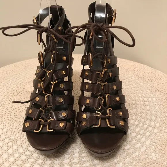 Tory Burch Wrap Studded Gladiator Strappy Lace up Platform Heels/Sandal Size 9