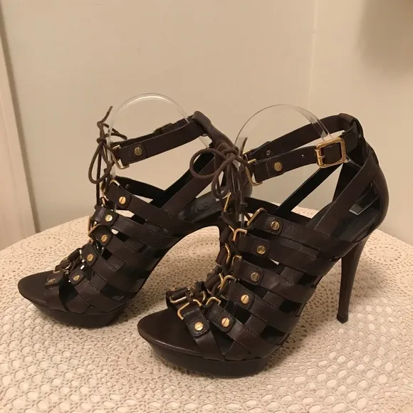 Tory Burch Wrap Studded Gladiator Strappy Lace up Platform Heels/Sandal Size 9