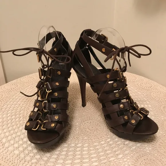 Tory Burch Wrap Studded Gladiator Strappy Lace up Platform Heels/Sandal Size 9