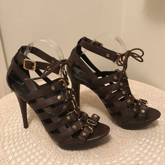 Tory Burch Wrap Studded Gladiator Strappy Lace up Platform Heels/Sandal Size 9