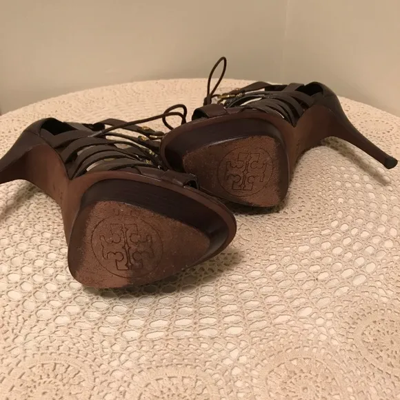 Tory Burch Wrap Studded Gladiator Strappy Lace up Platform Heels/Sandal Size 9
