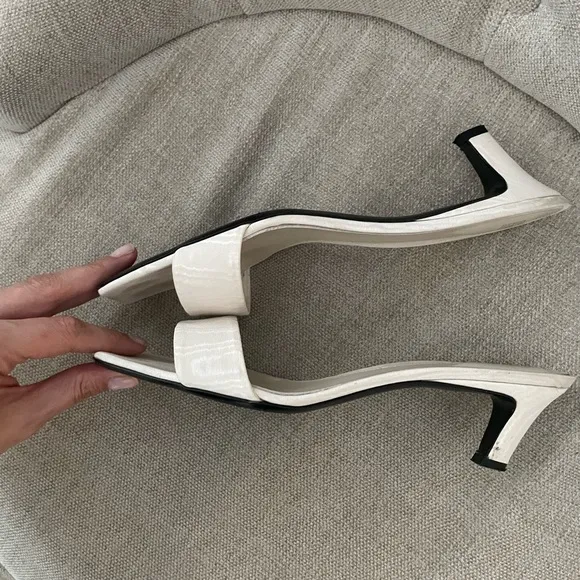 Toteme Moire 55mm White Square Toe Satin Sandal Mules