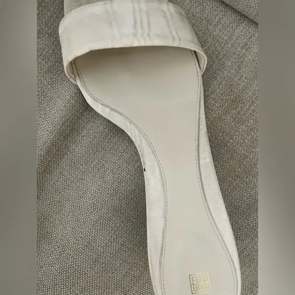 Toteme Moire 55mm White Square Toe Satin Sandal Mules