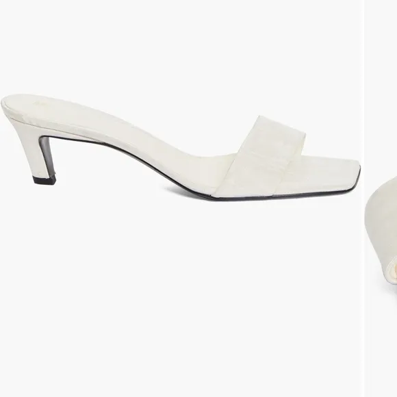 Toteme Moire 55mm White Square Toe Satin Sandal Mules