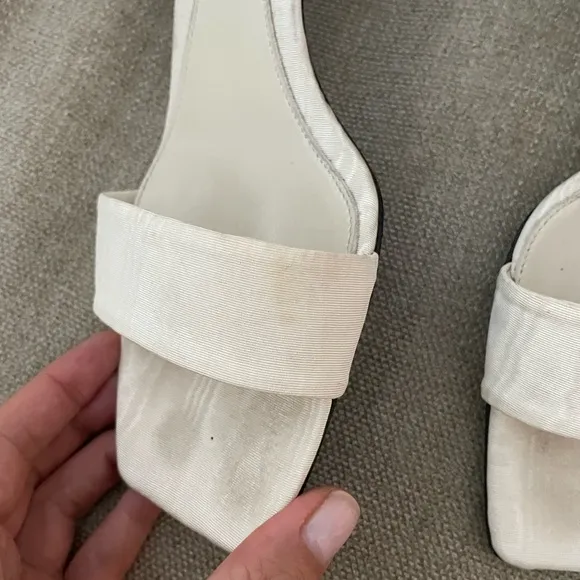 Toteme Moire 55mm White Square Toe Satin Sandal Mules