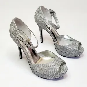 Touch of Nina Silver Strappy Platform Heels