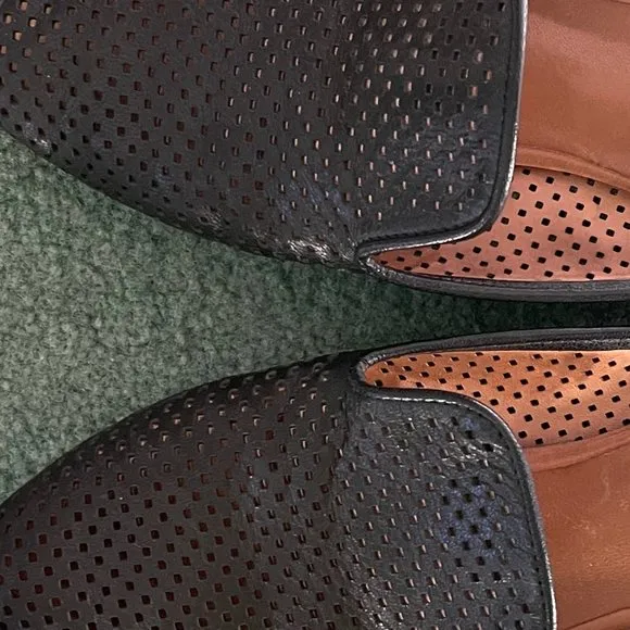 Trask Pamela Perf Black Perforated Leather Mules