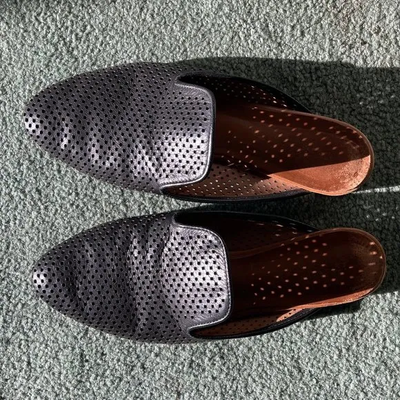 Trask Pamela Perf Black Perforated Leather Mules