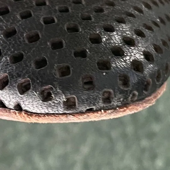 Trask Pamela Perf Black Perforated Leather Mules