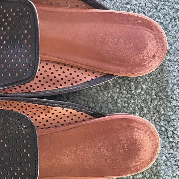 Trask Pamela Perf Black Perforated Leather Mules