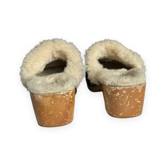 UGG Australia Black Kalie Suede Shearling Lined Studded Clog Mules Slides