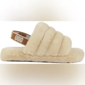 UGG AUSTRALIA FLUFF YEAH SLIPPERS IN NATURAL FOR JUNIORS | NEW!!🤎🤎
