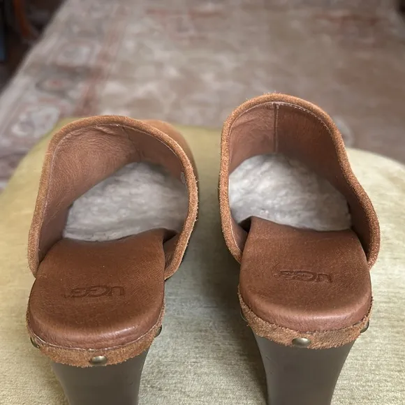 UGG Australia 'Marsalis' Clog Chestnut Suede Wedge Mules Women's Size 9