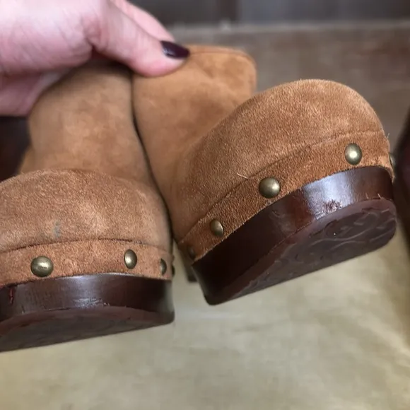 UGG Australia 'Marsalis' Clog Chestnut Suede Wedge Mules Women's Size 9