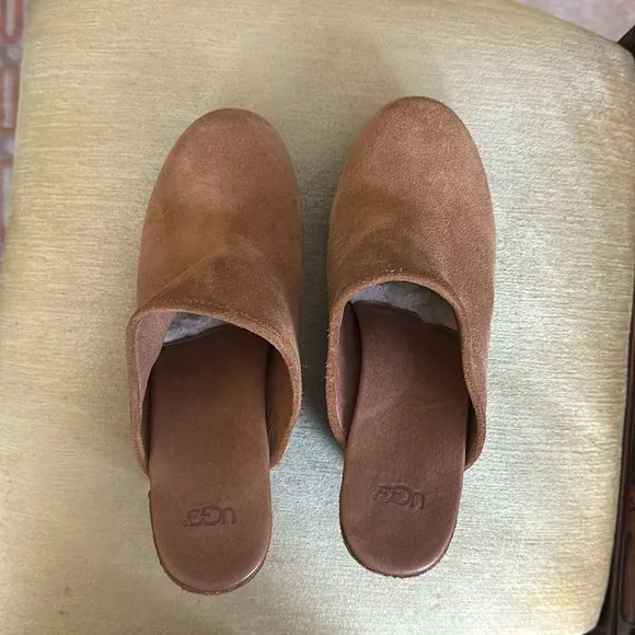 UGG Australia 'Marsalis' Clog Chestnut Suede Wedge Mules Women's Size 9