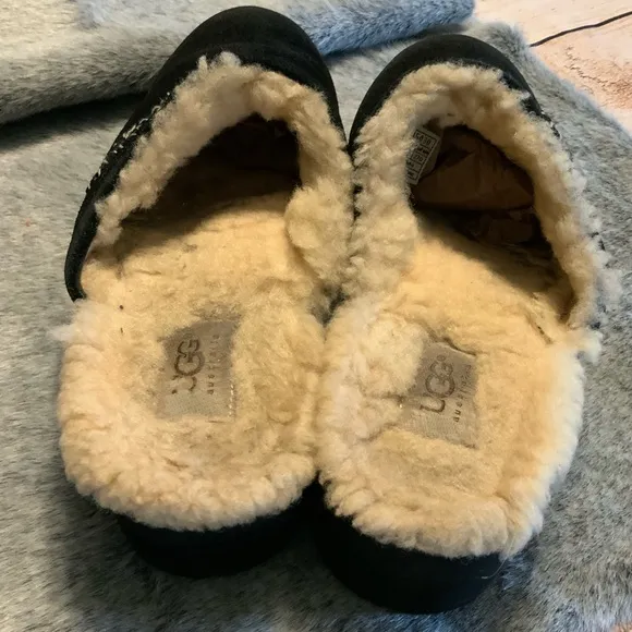 UGG Black Block Heel Clog Mules Size 10