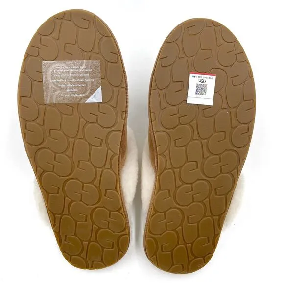 UGG Scuffette II Regenerate Slipper Mules Brown Suede Sheep Fur Sz 8 Women's