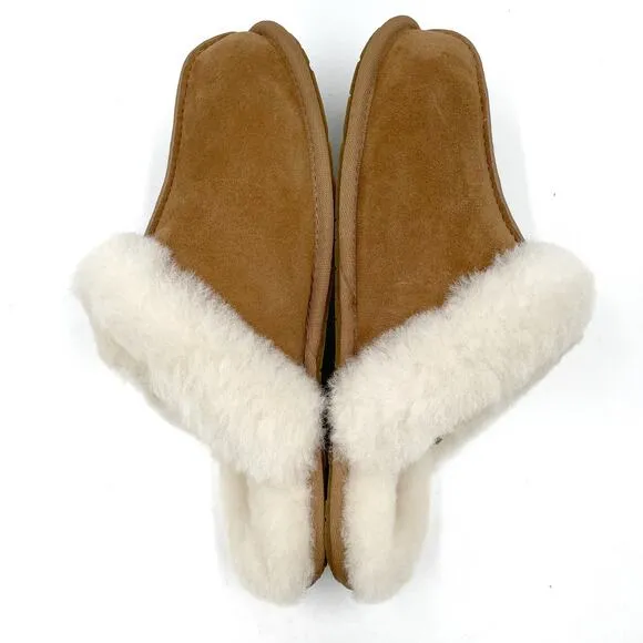 UGG Scuffette II Regenerate Slipper Mules Brown Suede Sheep Fur Sz 8 Women's