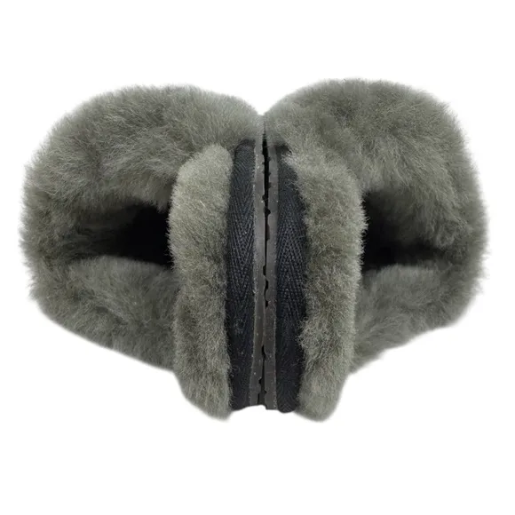 UGG Scuffette II Womens Slippers Size 9 Black Gray Suede Sheepskin Lined Mules
