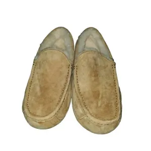 UGG Suede Leather Moccasin Slippers Indoor Outdoor Comfort Tan Size