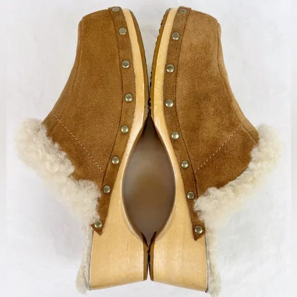 Ugg Vintage Kalie Brown Suede Shearling Lined Mules