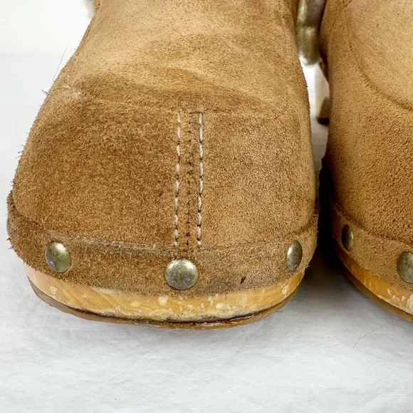 Ugg Vintage Kalie Brown Suede Shearling Lined Mules