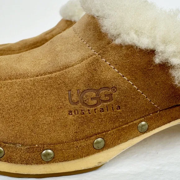 Ugg Vintage Kalie Brown Suede Shearling Lined Mules