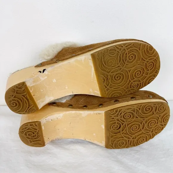 Ugg Vintage Kalie Brown Suede Shearling Lined Mules