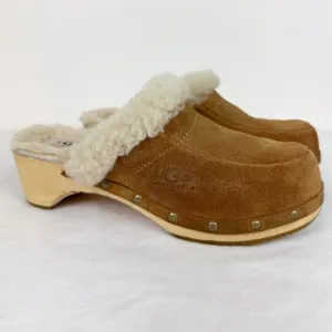 Ugg Vintage Kalie Brown Suede Shearling Lined Mules