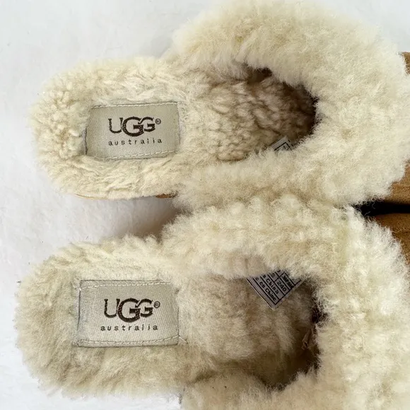 Ugg Vintage Kalie Brown Suede Shearling Lined Mules