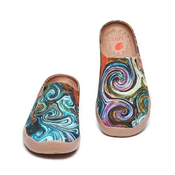UIN Men's Slipper Comfort Mules Walking Casual Travel Shoes (Starry Night)