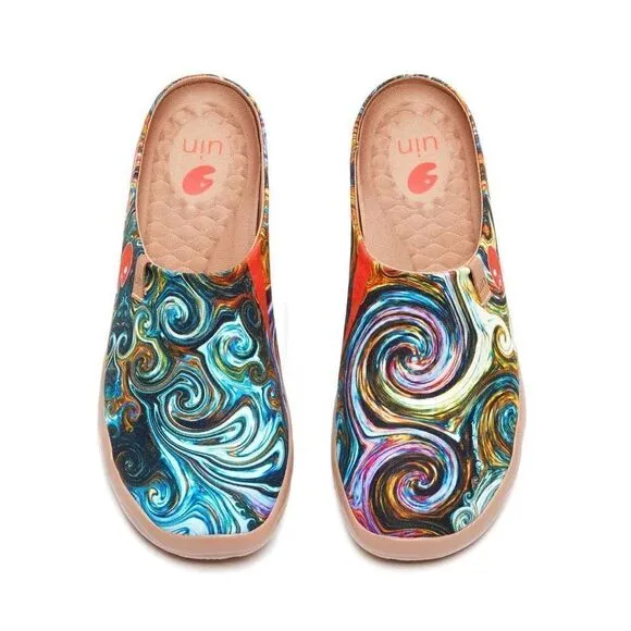 UIN Men's Slipper Comfort Mules Walking Casual Travel Shoes (Starry Night)