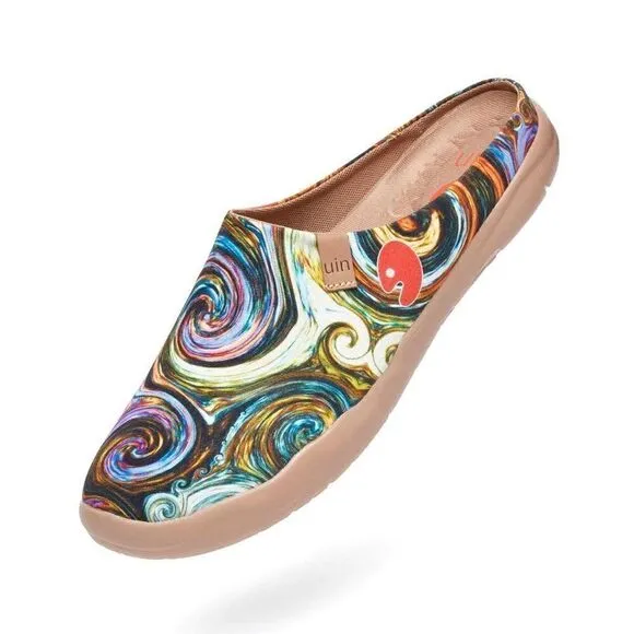 UIN Men's Slipper Comfort Mules Walking Casual Travel Shoes (Starry Night)