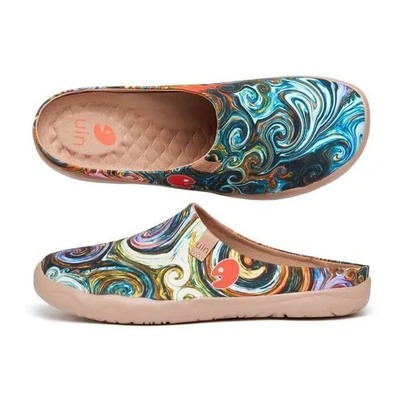 UIN Men's Slipper Comfort Mules Walking Casual Travel Shoes (Starry Night)