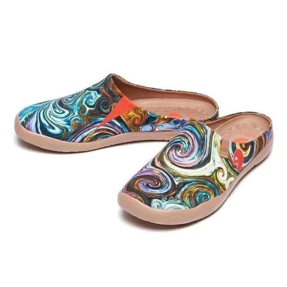 UIN Men's Slipper Comfort Mules Walking Casual Travel Shoes (Starry Night)
