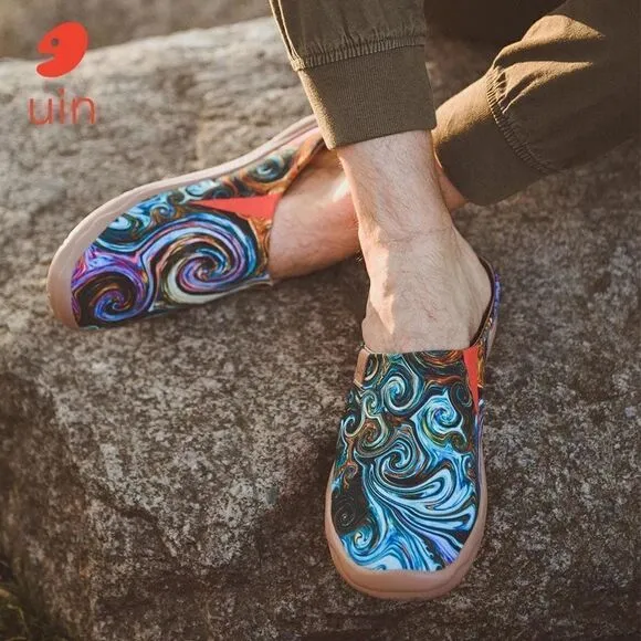 UIN Men's Slipper Comfort Mules Walking Casual Travel Shoes (Starry Night)