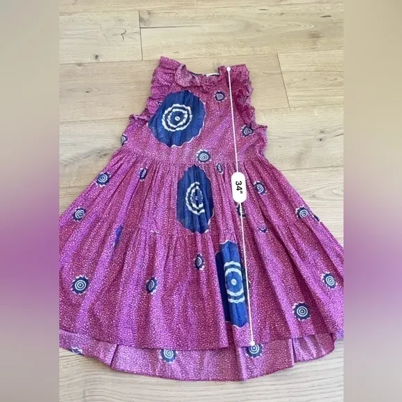 ULLA JOHNSONTamsin Tiered Sleeveless Printed High-Low Dress in Fuchsia EUC
