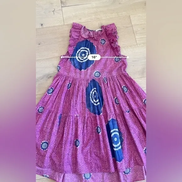 ULLA JOHNSONTamsin Tiered Sleeveless Printed High-Low Dress in Fuchsia EUC