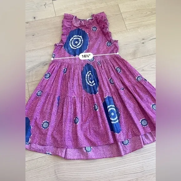 ULLA JOHNSONTamsin Tiered Sleeveless Printed High-Low Dress in Fuchsia EUC