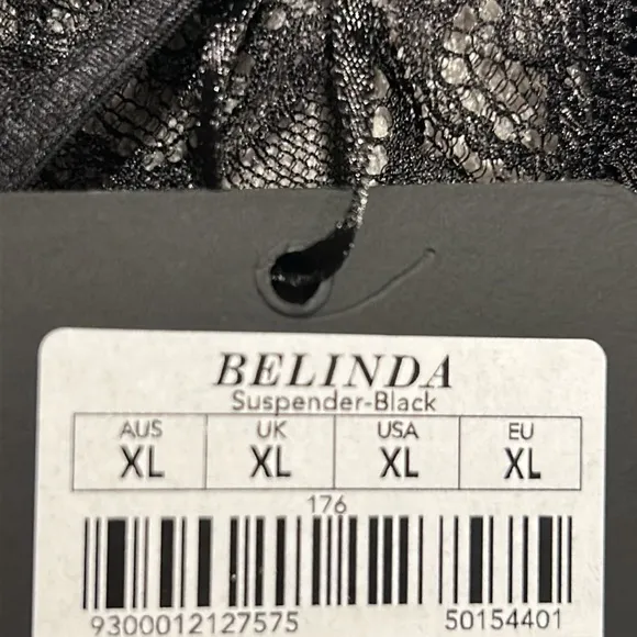 ♡UNICORN RARE HB™ ☆Belinda☆ BLACK Shimmer Garter Belt♡ HTF Size XL♡ BNWT♡